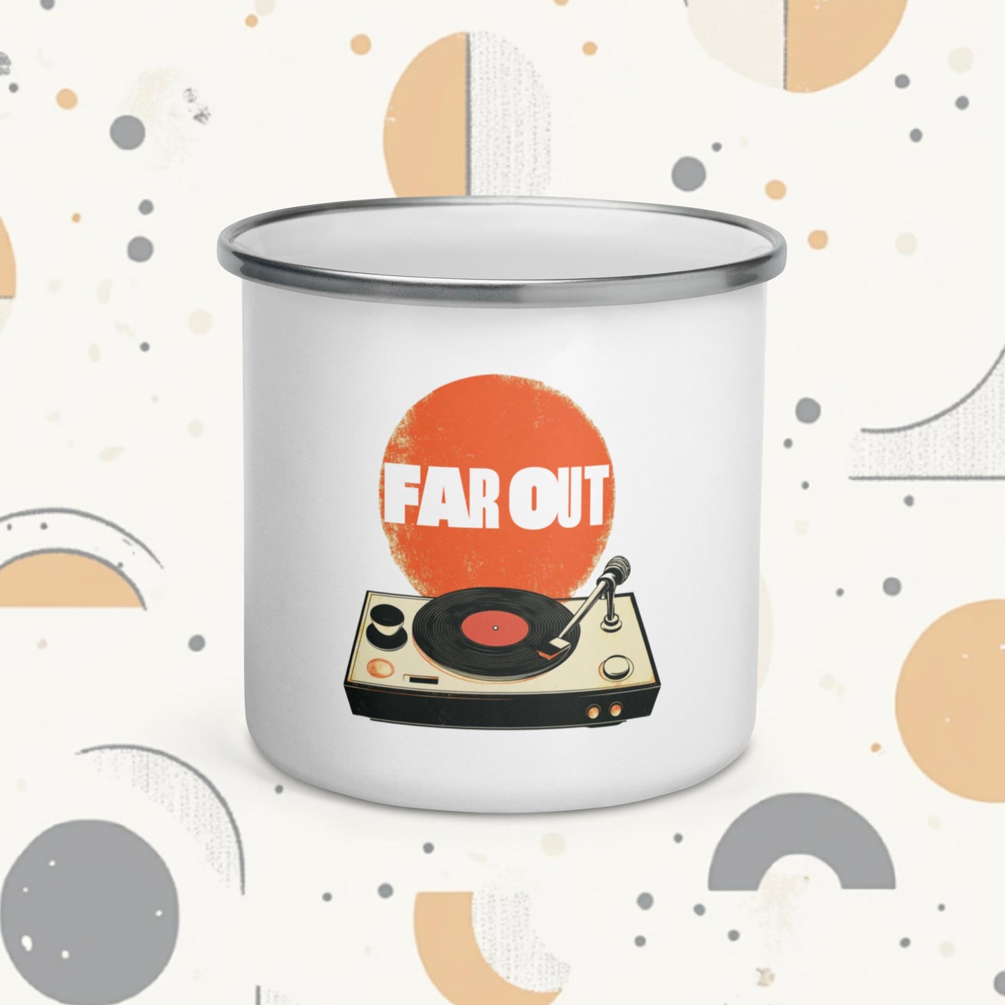 Far Out Vinyl Enamel Camping Mug