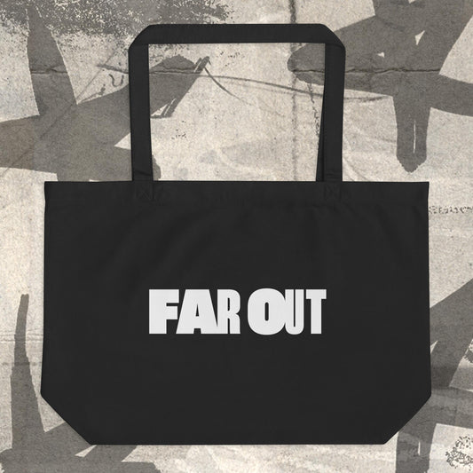 Far Out Alt Black Large Tote Bag